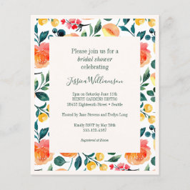 Chá de panela Rustic Orange Flowers Invite