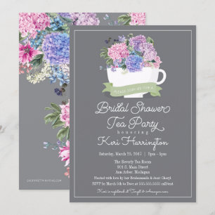 Chá de panela Tea Convite de festas e Hydrangeas