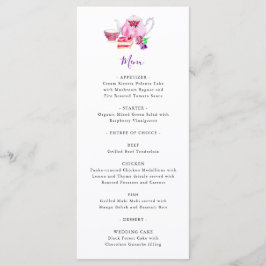 Chá de panela Tea Party Purple Teapot Menu