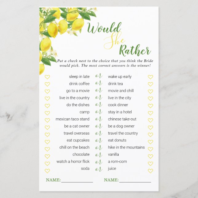 Chá de panela Tema Lemon Ela Preferencialmente Jog (Frente)