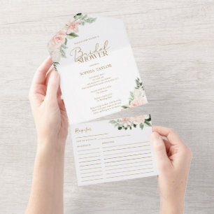 Chá de panela Verde Boho Floral Blush Pink Sage
