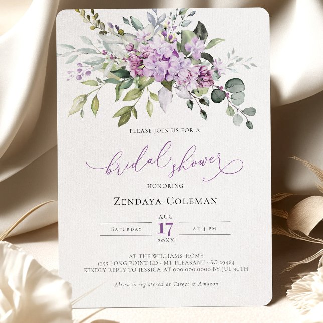 Chá de panela Verde Roxo Lilacs Convite (Criador carregado)