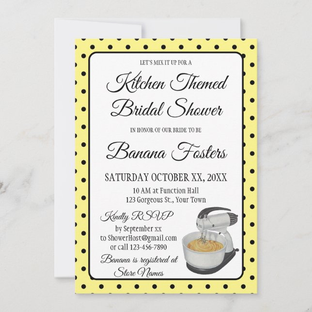 Chá de panela Vintage Bolinhas Amarelo (Frente)