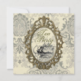 Chá de panela Vintage Damask Convite de festas Tea