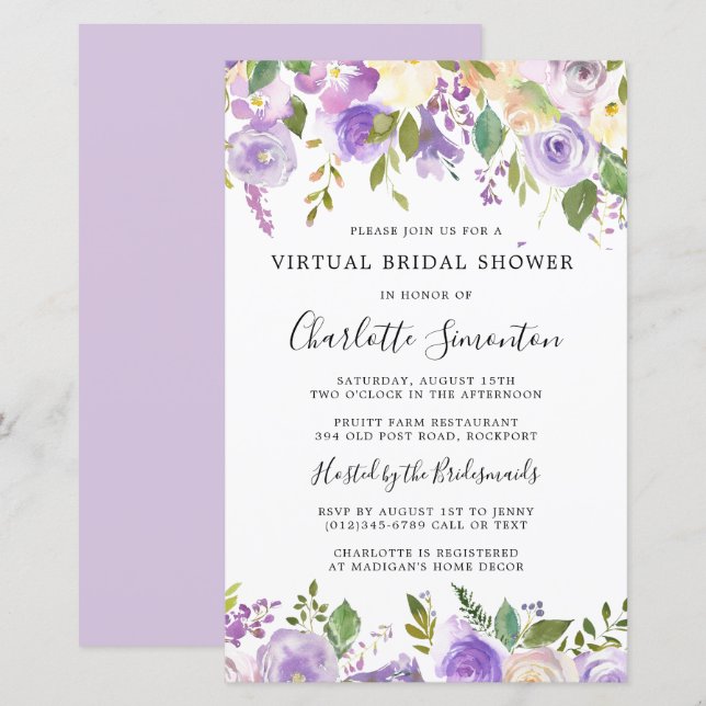 Chá de panela Virtual de Orçamento Verde Roxo (Frente/Verso)