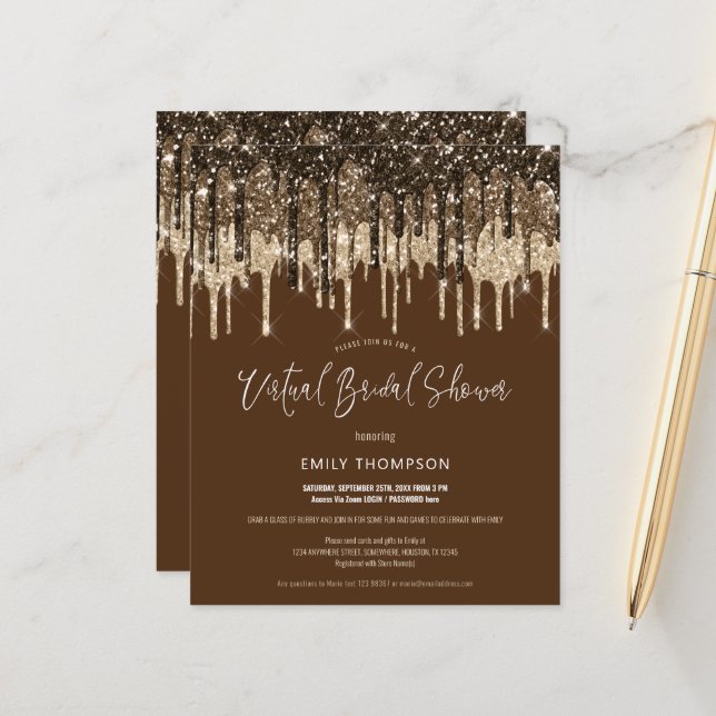 Chá de panela Virtual do Glitter de Orçamento (Frente/Verso In Situ)