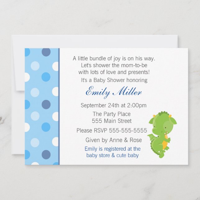 Chá do bebé do convite do dragão (Frente)