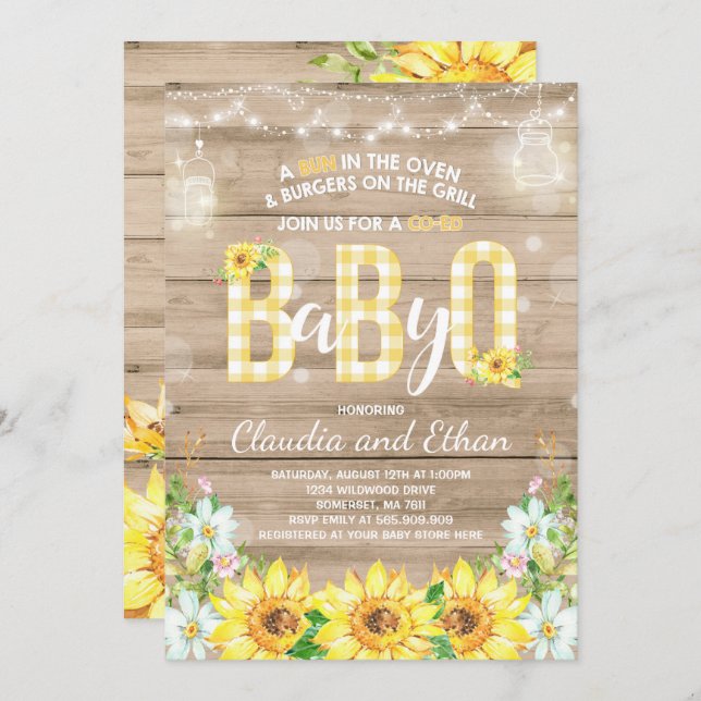 Chá dos casais do bebê Q do convite do chá de (Frente/Verso)