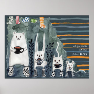 Chá e Meias quentes Poster azul