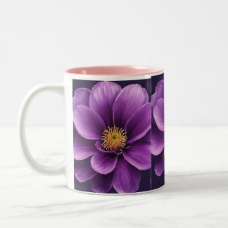 Chá e xícara de café com Impressão de Flor Roxo