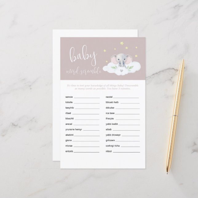 Chá Elefante, Bebê, Jogo de Palavra, Rosa (Frente/Verso In Situ)