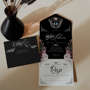 Chá Gothic Floral Skeleton Hand Heart Boy