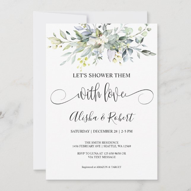 Chá-Os Com O Convite De Chá Casais De Amor (Frente)