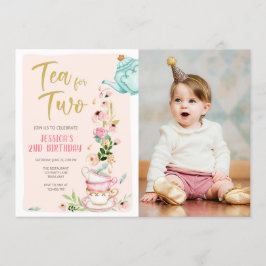 Chá para Dois Aniversário Convite Festa de Chá Flo