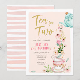 Chá para dois convites de aniversário Festa de chá