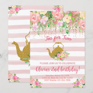 Chá para o convite de dois anos de segundo segundo