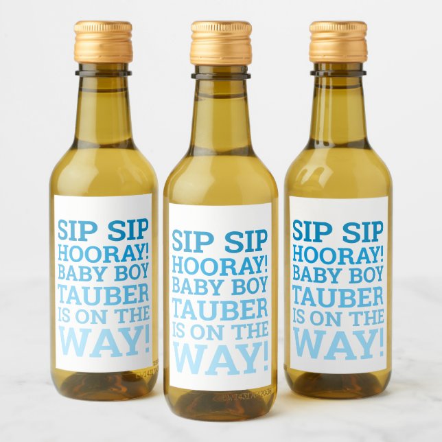 Chá Personalizado de Sip Azul Hooray Baby Boy (Garrafas)