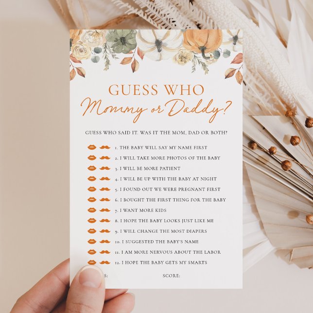 Chá Pumpkin adivinha quem Mamãe ou jogo de Pai (Criador carregado)