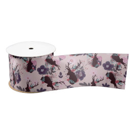 Chá Rustic Deer Head Mauve Floral Baby Girl