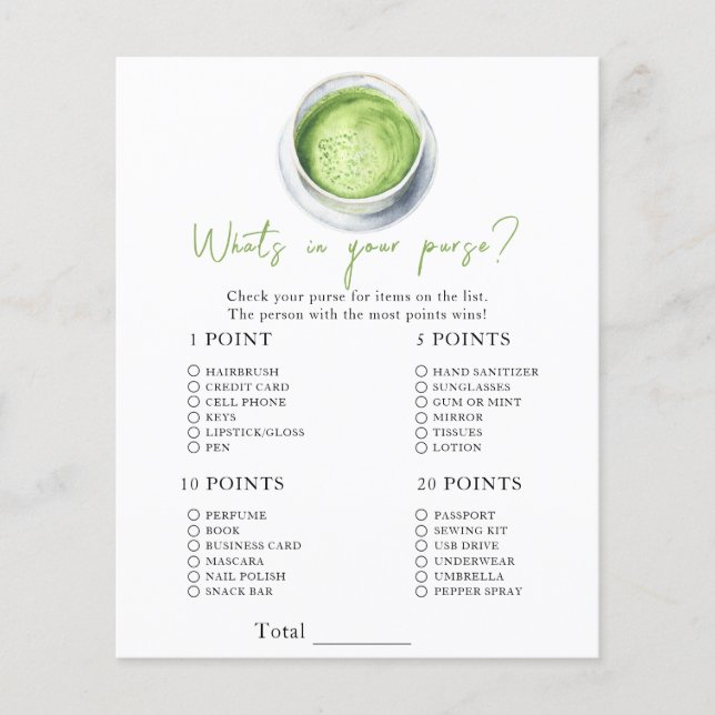 Chá verde festa de bebê - O que está no seu jogo d (Frente)