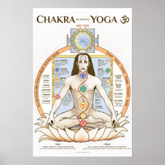 Chakra Kundalini Yoga Poster Inglês