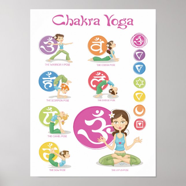 Chakra Yoga Girls Ilustração Poster Vertical (Frente)