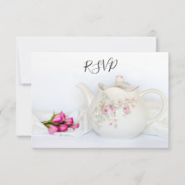Chaleira com RSVP de Resposta de Casamento de Rosa
