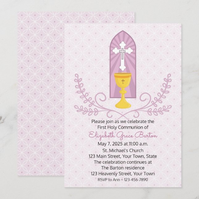 Chalice e Cruz Rosa Primeiro Convite à Comunicação (Frente/Verso)