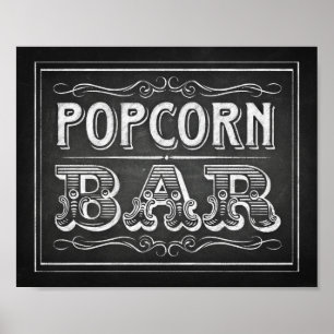 Chalk Style POPCORN BAR Sinal Impressão