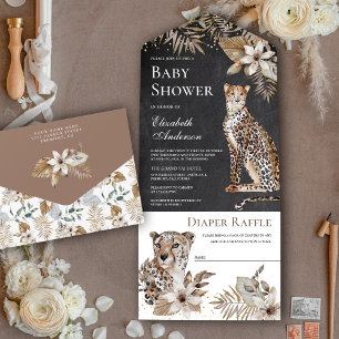 Chalkboard Boho Selvagem Safari Leopardo Chá de Be