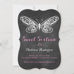 Chalkboard Butterfly Sweet Sessenta Convite