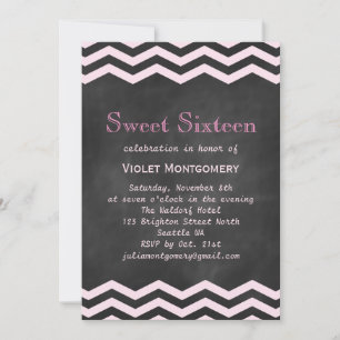 Chalkboard & Chevrons Doce 16 Convite
