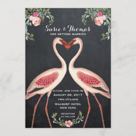 Chalkboard de convite para casamento Flamingo