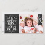 Chalkboard Feliz Natal, Cartão de Feliz ano novo<br><div class="desc">Chalkboard Feliz Natal, Cartão com fotos de Feliz ano novo: Use este cartão com fotos de feriado bonito e adorável para enviar aos seus amigos e família durante a temporada de festas! Use o prompt para personalizar o produto. Se você quiser mudar o gráfico, por favor, entre em contato comigo...</div>