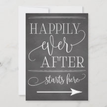 Chalkboard Felizmente Depois De Começar Aqui Sinal