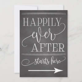 Chalkboard Felizmente Depois De Começar Aqui Sinal