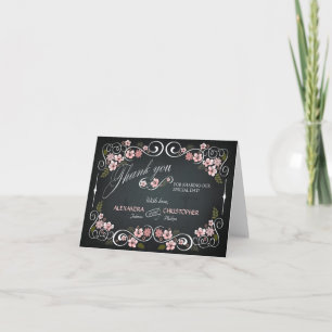 Chalkboard Floral Vintage Bold Obrigado Cartão