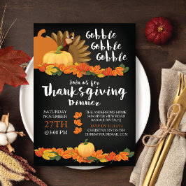 Chalkboard Gobble Turquia Ação de Graças Convite