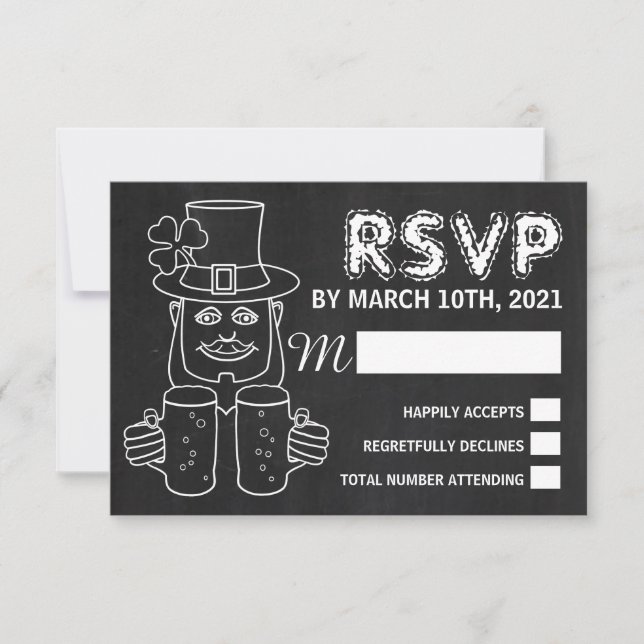 Chalkboard Leprechaun, RSVP do Partido do Dia de S (Frente)