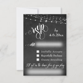Chalkboard, Lights & Script RSVP com Pedido de Mús