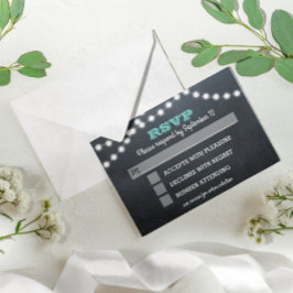 Chalkboard Lights Teal Bat Mitzvah Entree RSVP