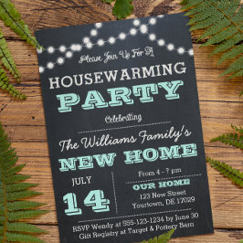 Chalkboard Luz Aqua Convite Para Aquecimento Famil