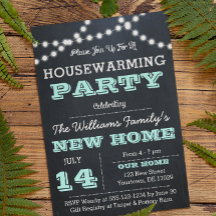 Chalkboard Luz Aqua Convite Para Aquecimento Famil