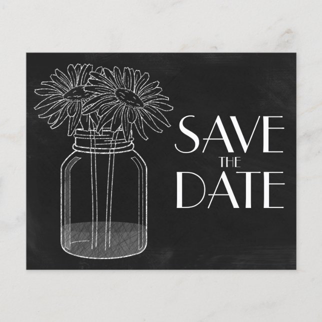 Chalkboard - Mason Jar - Daisies Salve a Data (Frente)