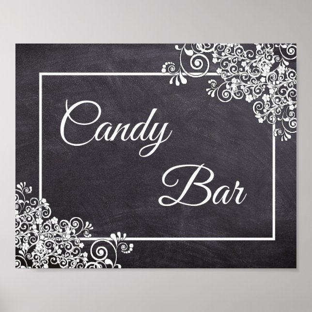 Chalkboard Olha Poster de Bar de doce de Casamento (Frente)