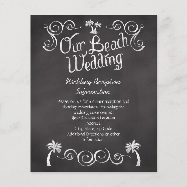 Chalkboard Palm Tree Beach Weding Insert (Frente)