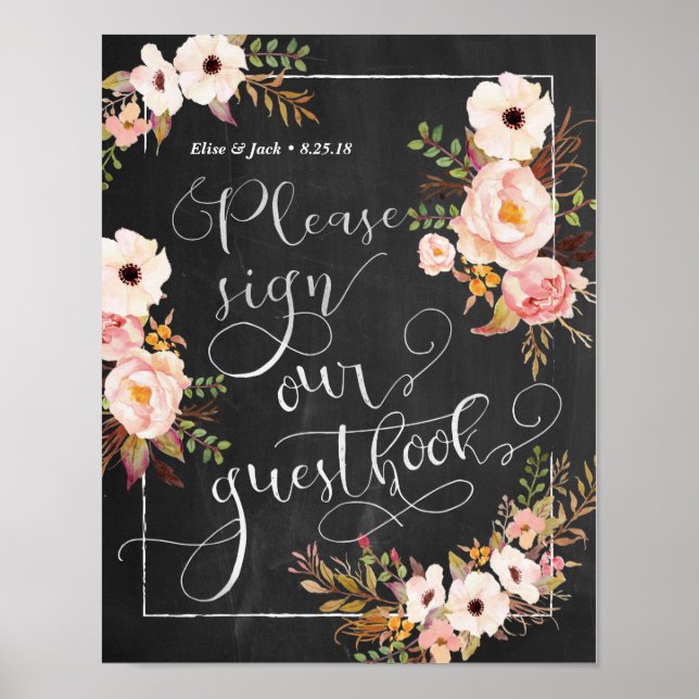 Chalkboard Por Favor Assine nosso Poster de Guestb (Frente)