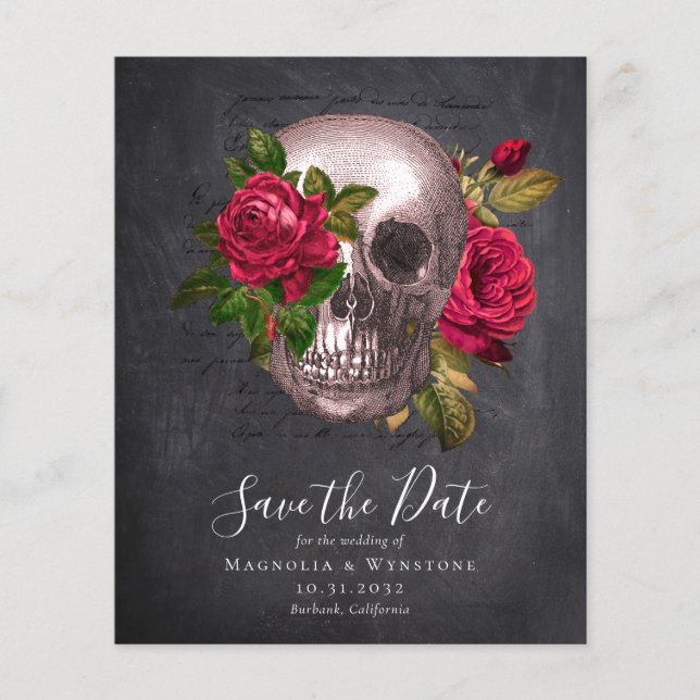 Chalkboard Skull Gothic Halloween Salve a data (Frente)