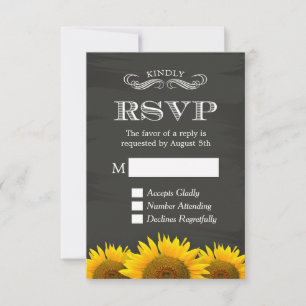 Chalkboard Sunflower Decor RSVP Resposta Elegante