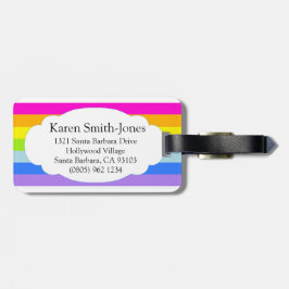 Chamada etiqueta de bagagem rosa-da-nuvem-arco-íri
